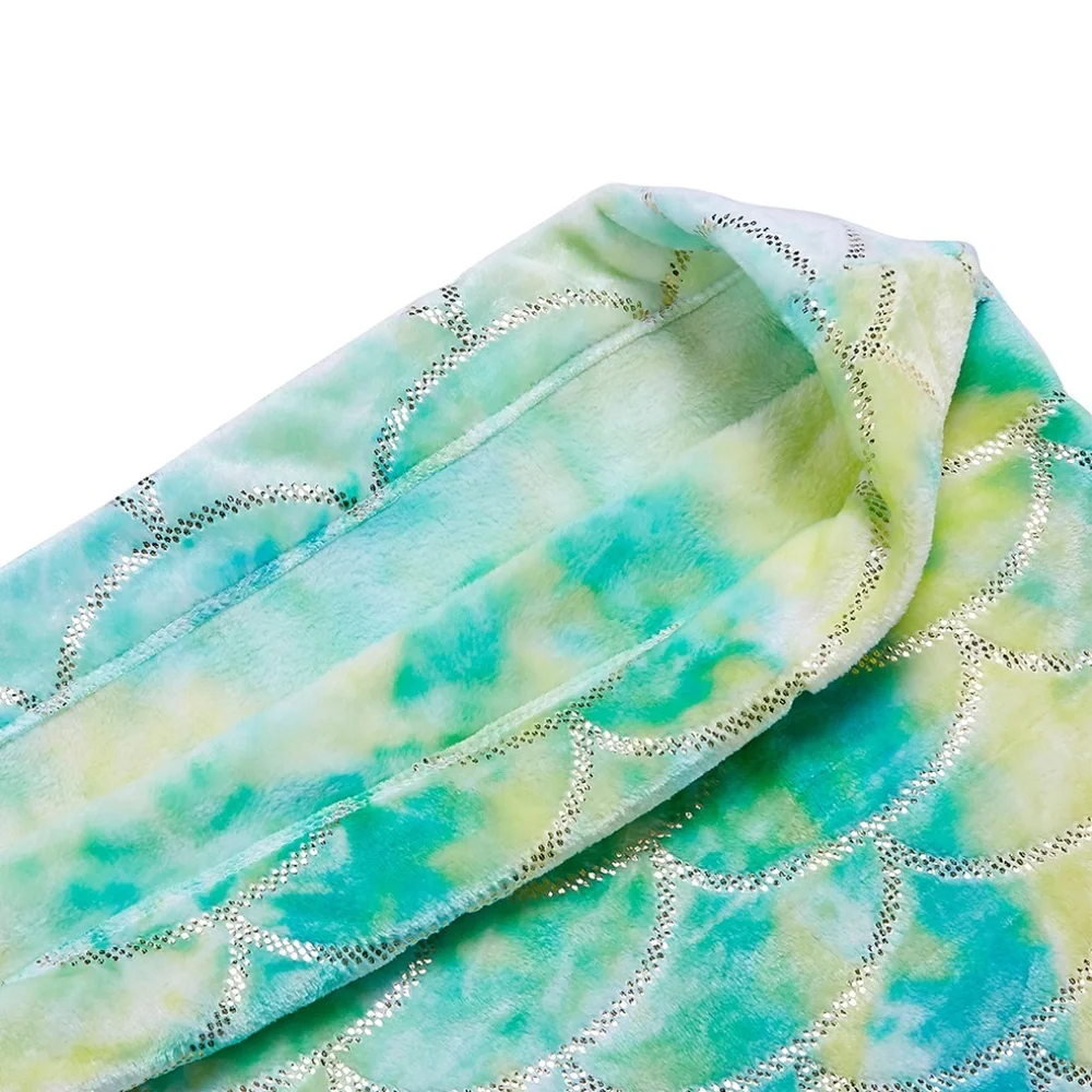 Aqua Mermaid Tail Blanket for Kids – 14" x 39" - Picture 3 of 3